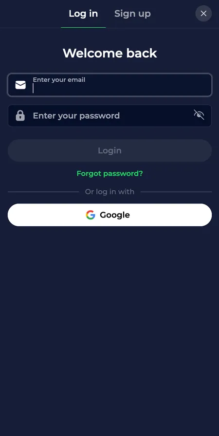 NineWin login screen after registration